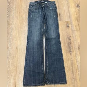 Petrol Jeans Star, boot cut, western, low rise jeans wide stitch size 2 Long
